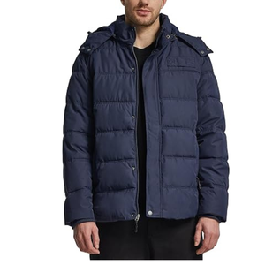 Veste d'hiver rembourrée épaisse à col montant bleu foncé pour homme, sur mesure OEM, vente en gros - Product Image 2