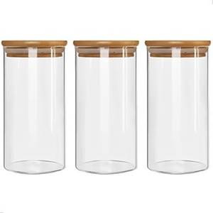 Pot en verre minimaliste avec couvercle en métal pour le rangement contemporain de la cuisine, l'affichage sur comptoir, l'organisation de la garde-manger et la conservation des aliments - Product Image 2