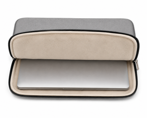 Simple Gray Canvas Cotton Laptop Sleeve with Create Inspire <b>Repeat</b> Print Zipper Closure Protective Cover for Laptops - Product Image 5