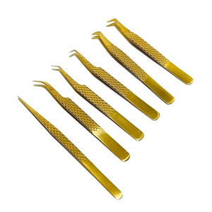Precision Gold Plated <b>Eyelash</b> Tweezers Black Handle Smooth Tip <b>Beauty</b> <b>Tool</b> for Lash Extension and Brow Shaping technician <b>tools</b> - Product Image 4