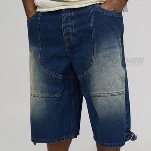 Shorts en jean foncé tendance pour hommes, style Y2K, été, coupe droite, streetwear, lifestyle décontracté - Product Image 4