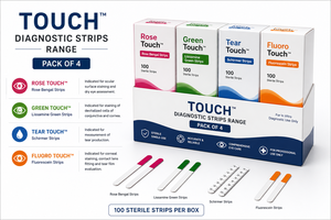 Tiras de tinción ocular Rose Touch Green Touch Tear Fluoro TBUT, 100 tiras estériles para uso exclusivo en diagnóstico in vitro - Product Image 3