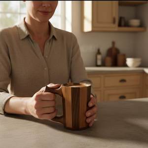 <b>Large</b> Capacity Wooden Mug Handmade Rustic Wood <b>Cup</b> for Beer Hot Drinks Office and Home Use Hot Selling - Product Image 3