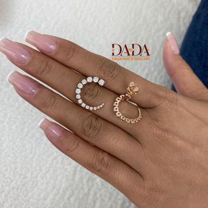 Pendientes de Aro Abierto con Diamantes Redondos Brillantes Cultivados en Laboratorio, Graduados Imperialmente, Elegantes, en Oro Rosa, Joyería Fina para Mujer - Product Image 6
