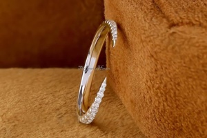Solid White 925 Sterling Silver Women's Wedding Band Moissanite <b>Open</b> Spacer <b>Ring</b> Round Cut <b>Open</b> Cuff Half Classic Jewelry <b>Ring</b> - Product Image 5