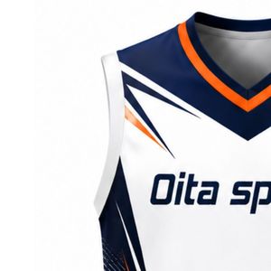 White Navy Orange Volleyball Sleeveless Shirt Team Sports Uniform Athletic Top Performance Wear Training Competition Apparel - Product Image 3