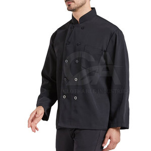 Veste de chef professionnelle 100% polyester tricoté, col mandarin, manches longues, fermeture sécurisée, personnalisable pour hôtel et restaurant - Product Image 5