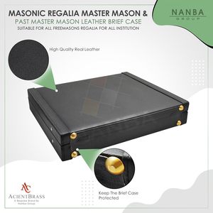 Mallette de transport pour étole maçonnique en cuir véritable pour Maître Maçon et Maître de Cérémonie, avec serrures à combinaison dorées et 5 compartiments, facile à transporter - Product Image 4