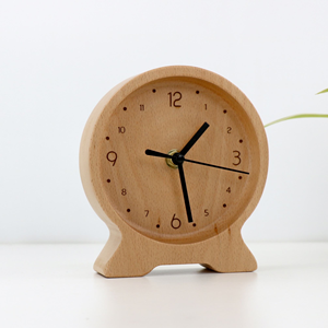 Horloge en bois massif, horloge de bureau et de table pour la maison, le bureau, le salon, la chambre à coucher, horloge décorative super silencieuse, forme ronde - Product Image 3