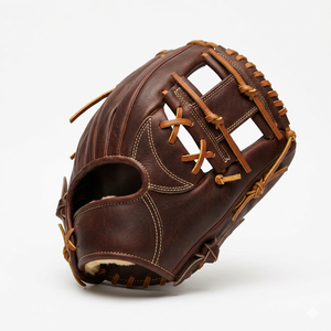 Gant de baseball en cuir H-Web pour droitier, doigts entièrement couverts, pour adulte, toutes saisons, antidérapant, fermeture à enfiler, fermeture auto-agrippante - Product Image 1