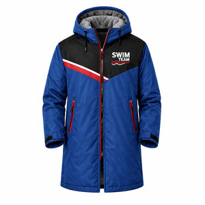 Parka de bain haute qualité coupe-vent et imperméable avec intérieur polaire doux et capuche intégrée pour piscine, plage et vestiaire extérieur - Product Image 1