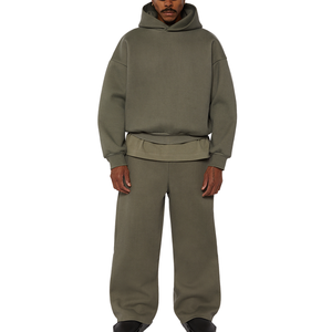 Conjunto Deportivo Holgado de 500 Gsm, Sudadera con Capucha y Pantalones de Chándal de Lana de Alta Calidad, Cómodos y Elegantes para Hombre - Product Image 3