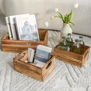 Ensemble de trois paniers de rangement en bois, finition naturelle, fabriqués en Chine, organisateurs pour cuisine, salle de bain, boîtes de rangement de bureau - Product Image 2