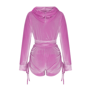 Ensemble 2 pièces pour femme 2026 – Tenue d'été en velours : T-shirt à manches courtes 100 % coton et short en velours pour femme - Product Image 6