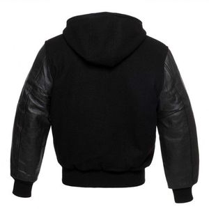 Chaqueta Universitaria de Béisbol para Hombre, Personalizada con Logotipo Bordado en la Parte Delantera, Negra, Larga, para Parejas, 100% Algodón Transpirable - Product Image 3