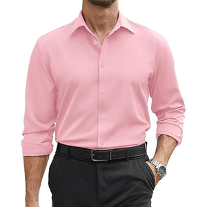 เสื้อเชิ้ตผู้ชายแบบยืดได้ – แขนยาวติดกระดุม ทรงปกติ สำหรับงานทางการ ธุรกิจ และงานแต่งงาน - Product Image 1