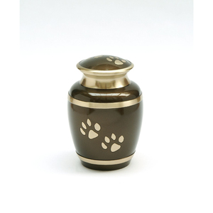 Pearly White Metal Pet Cremation <b>Urn</b> for Dog & <b>Cat</b> Ashes Handcrafted Memorial Keepsake with Polished Silver Paw Prints & Secure - Product Image 5
