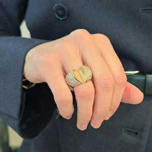 Bague en or massif 14 carats pour femme, sertie de diamants ronds cultivés en laboratoire, en forme de cœur 3D, style moderne, pavée, cadeau de fiançailles pour elle et moi - Product Image 5