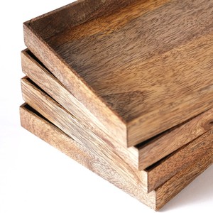 Juego de bandejas de servir de madera de mango rústica con asas - Artesanal, estilo antiguo, al por mayor - Product Image 2