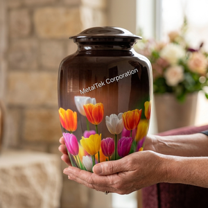 Handmade Floral Cremation Urn for Human Ashes High Quality Aluminum Metal Funeral Urns Memorial Decorative Jars Threaded Lid Urn - Product Image 3