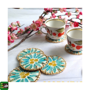 Gold Data Rattan Plate Set Natural Woven Coaster Table Decor for Home Dining <b>Wedding</b> Party Handmade Craft Made Vietnam Antique - Product Image 4