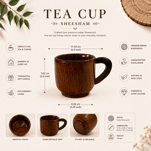 Premium Indian Rosewood <b>Wooden</b> Tea Cup & Coffee Mug | Handcrafted Drinkware for Home Kitchen <b>Dining</b> <b>Table</b> Decor Gift Set - Product Image 5