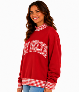 Sweat-shirt décontracté surdimensionné en molleton de coton pour femme, col montant personnalisé, manches longues, collection automne, vente en gros - Product Image 2