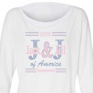 Jack and Jill Logo Off Shoulder Tee Women Long Sleeve Casual Fashion <b>Top</b> Soft Comfortable Trendy Streetwear Pullover Shirt - Product Image 3