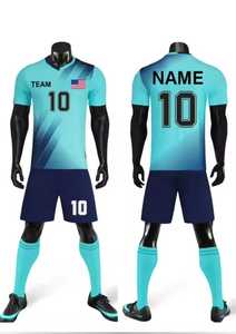 ชุดฟุตบอลชายแบบไล่เฉดสี พิมพ์ลายแบบซับลิเมชั่น เสื้อเจอร์ซีย์ กางเกงขาสั้น ผ้าโพลีเอสเตอร์ระบายอากาศได้ดี ขนาดผู้ใหญ่ - Product Image 3