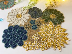 Handmade <b>Beaded</b> Embroidery Table <b>Placemats</b> Stylish Decorative Dining Mats for Modern Home Restaurant Hotel and Event Settings - Product Image 3