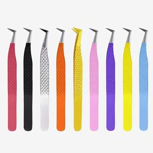 Pinzas de Acero Inoxidable Tipo L para Extensión de Pestañas, Punta Suave, Marca Privada, Color Personalizable para Técnicos de Pestañas y Cejas - Product Image 1
