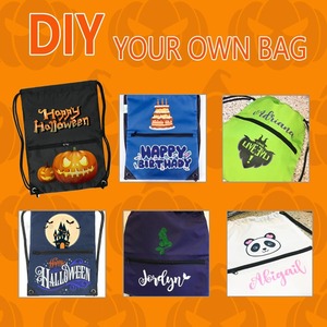 Custom Drawstring Backpack Bag Sports Gym Sack pack Water Resistant Polyester Cinch Bag With Zipper Pocket For Yoga Travel - Product Image 2