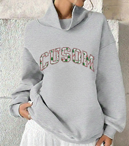 Sudaderas de Cuello Alto de Felpa para Mujer, Premium, con Bordado Personalizado, Algodón Grueso, Estilo Casual, Proveedor de Marca Privada OEM - Product Image 4
