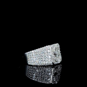 Banti Jewels RH4 Dollar Sign Moissanite Prong <b>Set</b> Unisex 925 Sterling <b>Silver</b> Iced Out Hip Hop Jewellery Statement Band - Product Image 2