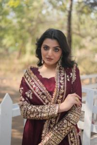 Luxury <b>Red</b> Fully Stitched Modern Salwar Kameez Indian Style Traditional Heavy Vichitra Shimmer Quick Dry All Seasons Ready Wear - Product Image 3