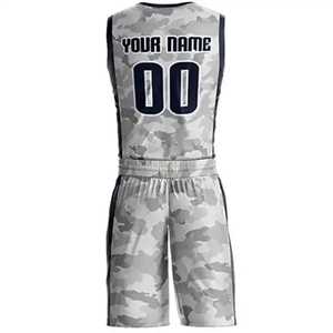 Uniforme de Baloncesto de Camuflaje Personalizado, Conjunto de 2 Piezas, Impresión Sublimada, Secado Rápido, Jersey sin Mangas con Cuello en V y Pantalones Cortos para Adultos - Product Image 3