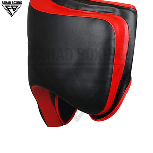 Protectores de muslo profesionales para boxeo y MMA en color negro y rojo con diseño de correa cruzada segura para venta al por mayor. - Product Image 5