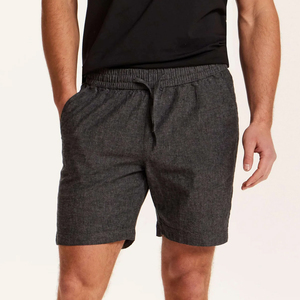 Shorts en coton décontractés pour hommes, imprimés sur mesure, respirants, pour la plage, vente en gros, gris foncé, avec cordon de serrage et poches - Product Image 1