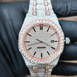 Montre de luxe en diamant moissanite |   Montre en moissanite VVS |   Acier inoxydable artisanal |   Montre Hip-Hop Iced Out |   Montre Bust Down - Product Image 1