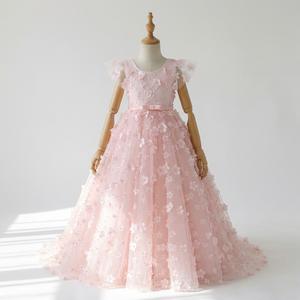 Vestido de niña con flores 3D en color rosa, vestido de tul de princesa, suave, agradable para la piel, no irritante, vestido para fiesta de cumpleaños y boda, asequible, UE - Product Image 1