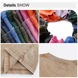Wholesale Acid Washed 100% Cotton 230grams Heavyweight Blank T-shirts Custom High Quality Mens <b>TShirt</b> - Product Image 3