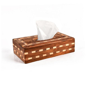 Boîte à mouchoirs en bois faite à la main, écologique, support de mouchoirs autoportant, décoration de bureau rustique pour la maison et le bureau - Product Image 6