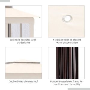 Gazebo Plegable para Patio Exterior de 3.35m x 3.35m, Color Beige, Duradero y Elegante - Product Image 5