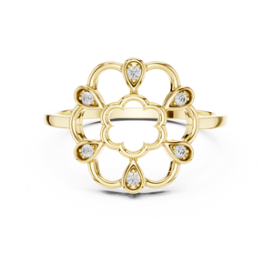 Anillo minimalista de oro amarillo macizo de 14k con diamante redondo de talla brillante para mujer, para compromiso, aniversario, boda - Product Image 1