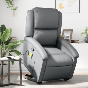 Fauteuil inclinable de massage en similicuir gris - Product Image 1