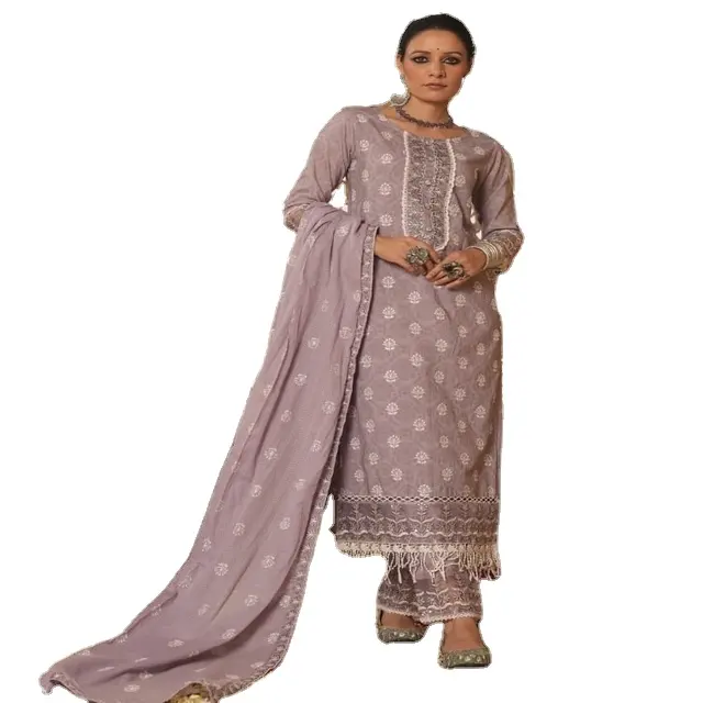 Su estilo de verano y ropa festiva Algodón Long Straight Kurti, Pent With Dupatta Set Compre en línea con tarifa completa y exporte India