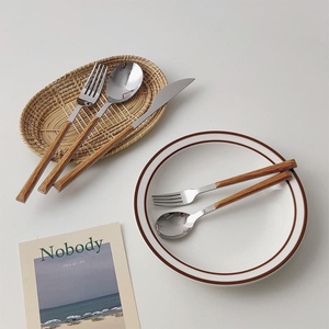 Vintage Design <b>Flatware</b> <b>Set</b> Tableware Cutlery <b>Set</b> Modern Stainless Steel Cutlery With Wooden Handles in Reasonable Price - Product Image 6