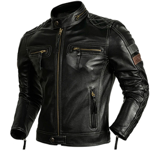 Custom Made Men's Leather Jacket Motorcycle Riding Biker Style Regular Fit Outerwear <b>Zip</b> <b>Up</b> Windproof Grain Leathers Jackets Men - Product Image 1
