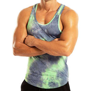 Men's Casual Custom Logo Gym Tank <b>Top</b> Shirt Quick Dry Cotton Bodybuilding Sport Vest with Colorful Tie Dye Design Custom Print - Product Image 6
