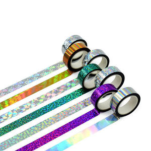 Custom Holographic Washi Tape Self Adhesive Decorative Rainbow Foil Tape for Scrapbooking DIY Crafts Gift Wrapping Stationery - Product Image 2